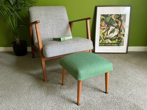 Mid century footstool green - mid,