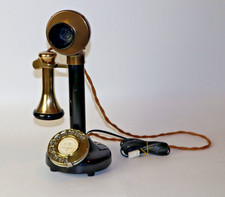 Vintage candlestick phone with rotary dial and bell, working, excellent, BT plug
