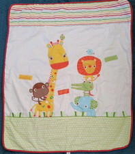 NEXT Retail Cot Quilt lion monkey elephant croc bird stripe rev red trim 3tog