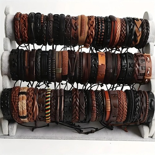 Braided leather bracelets set - bracelets,