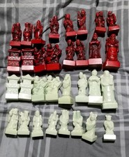 Chess Set RARE Chinese 32 Pieces Vintage Retro Unique used 