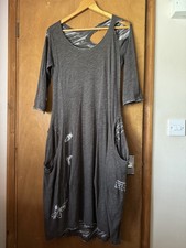 Rundholz Insects Grey Grungy Cut Out Raw Hem Balloon Dress Size Small