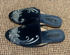 ZARA VELVET MULES WITH PEACOCK