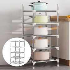 5 Tier Kitchen Pot Pan Saucepan Storage Rack Holder Chrome Organiser Stand Shelf