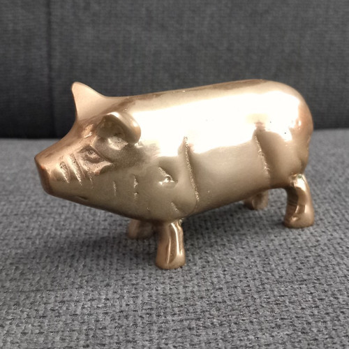 Brass pig figurine - pig, statue