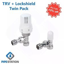 Thermostatic Radiator Valve Angled TRV Radiator Valve & Lockshield 15mm TRV15
