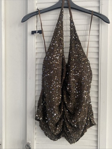 Frank usher brown silk sequin - frank,