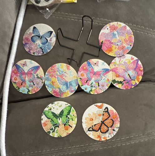 8pc round wooden butterfly - round,
