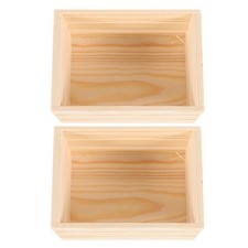  2 Pcs Wooden Crates Mini Picnic Baskets Dollhouse Garden Ornament Milk