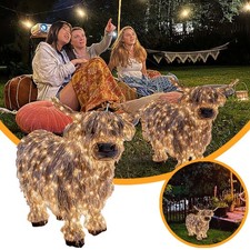 Cow Outdoor With LED Lights Festive Ornament For Holiday Yard Party Garden