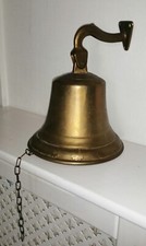 ANTIQUE FRENCH LARGE BRASS BELL with BRACKET.