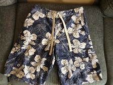 MARKS & SPENCER NORTH COAST NAVY FLORAL PATTERN SWIMMING SHORTS TRUNKS MEDIUM