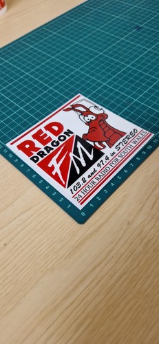 Red dragon radio sticker - red,