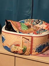 Cat / Small Dog Bed Removable Lid & Cushion Multicoloured Chinese Patt Unused