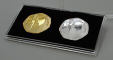 Pair of JACK THE RIPPER Silver & 24ct Gold Commemoratives and 50p Coin Case