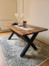 Rustic X Base Table 8  seater