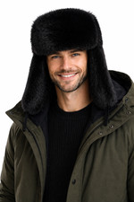 Men's Black Rabbit Fur Trapper