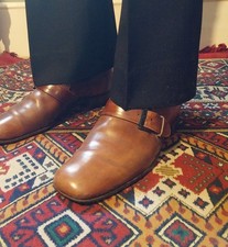 Vintage 60s Monk Strap Leather Shoes 70s Boots Mod UK 8