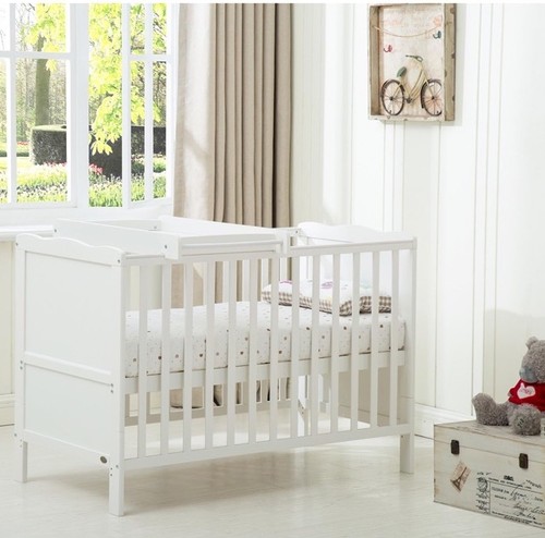 White wooden nursery cotbed - white,