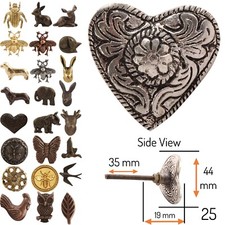 METAL IRON Door Knobs Animal HANDLES Cabinet Pulls Cupboard Drawer Antique Brass