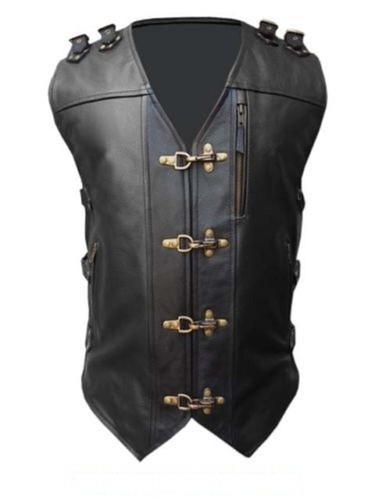 Mens leather motorcycle vest - motorcycle,