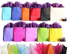 5 Gift Bags & Tissue Paper Twisted Handles Present Party Loot Stall Shop Market