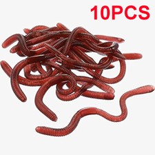 10 Pieces Fake Earthworm Plastic Lifelike faux Worm Stretchy Rubber Trick Toy 