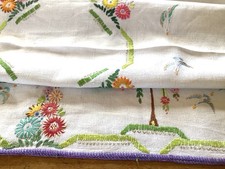 Vintage White Linen Tablecloth