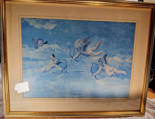 Vintage cherub wall art framed - art,