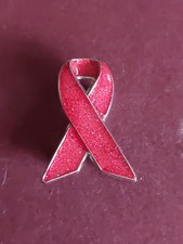 HIV AIDS Awareness Brooch Ribbon Enamel Pins Badge ,red Glitter