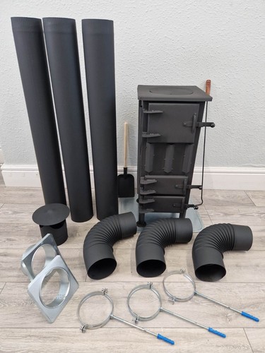 Log wood burner stove - stove, flue