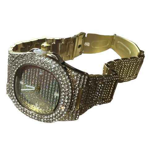 Gold diamond watch - gold,