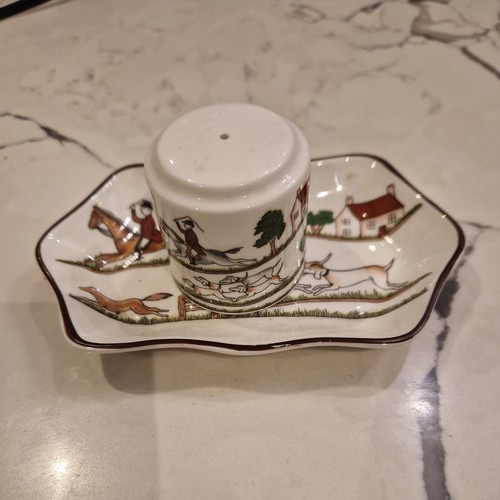 Coalport hunting scene salt - hunting,
