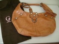 VTG Guess Large Leather Handbag Y2K , Logo Bag Charm, Crystals, Studs & Dust Bag