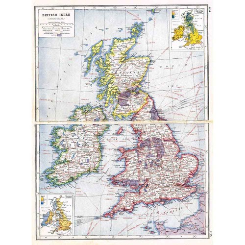 Antique map 1920 - map, british
