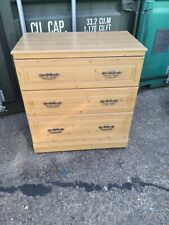 VINTAGE CHEST OF 3 DRAWERS WOOD/PINE EFFECT ON CASTORS BY ALSTONS FURNITURE