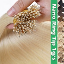 Nano Ring Tip Real Remy Human Hair Extensions Thick 1g Russian Nano Beads bLONDE