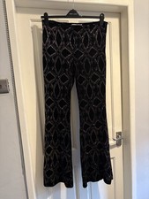 Zara Black Silver Glitter Velvet Trousers Flared Size large  