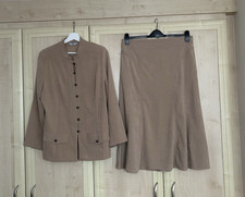 Joanna Hope Women's Beige Smart Formal 2 Piece Work Skirt Suit Ladies Size UK 16