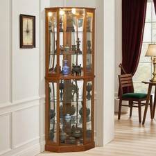 Wooden Lighted Curio Corner