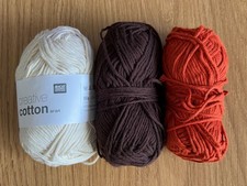 Rico Creative Cotton Aran Yarn Bundle 3 Colours NEW & USED