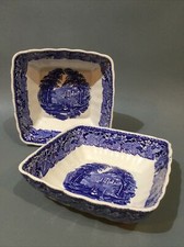 Masons Ironstone “ Blue Vista “  2 x Square Bowls - Seconds