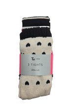 Kids TU Tights 3 Pack Strip Textured Hearts - Black