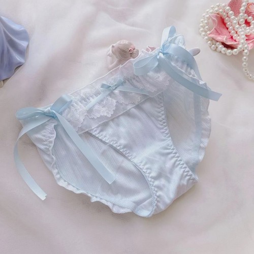 Women bowknot blue knickers - blue,