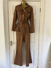 Joseph Trouser Suit Safari Brown Tan beige US 0 Jacket Belt Retro Bootcut F 38