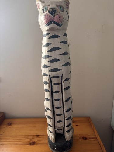 Wooden leopard large statue - leopard,