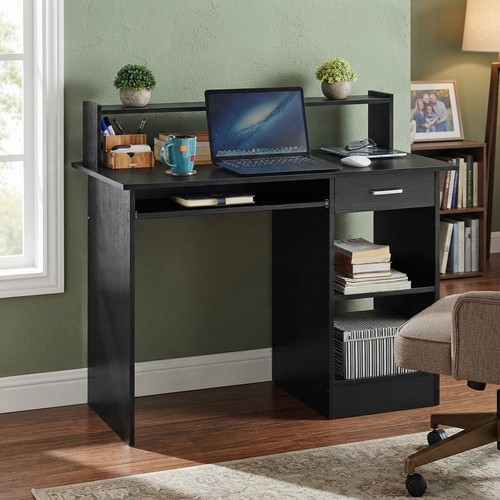 Ergonomic black computer desk - black,