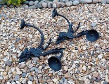 2 x ANTIQUE / VINTAGE BRONZE WALL LIGHTS - RAMS HEAD DESIGN