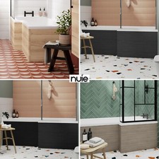Nuie Modern 1700mm L-Shaped Shower Bath Tub Coloured Front & End Panels Bathroom