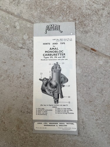 Amal monobloc carburettor - amal,